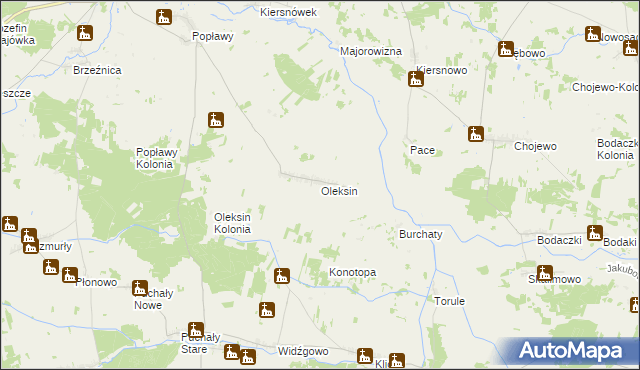 mapa Oleksin gmina Brańsk, Oleksin gmina Brańsk na mapie Targeo