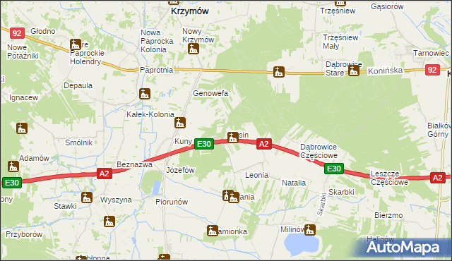 mapa Olesin gmina Władysławów, Olesin gmina Władysławów na mapie Targeo