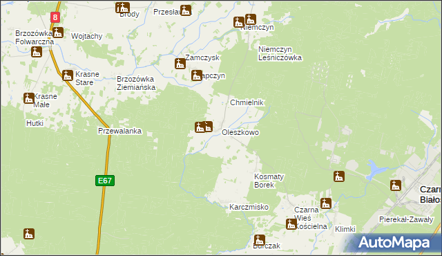 mapa Oleszkowo, Oleszkowo na mapie Targeo