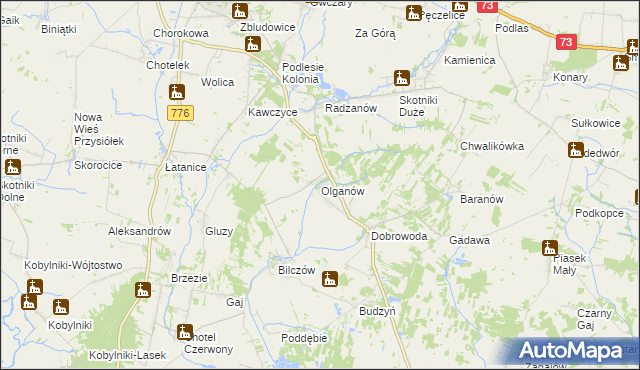 mapa Olganów, Olganów na mapie Targeo