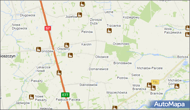 mapa Olkowice, Olkowice na mapie Targeo