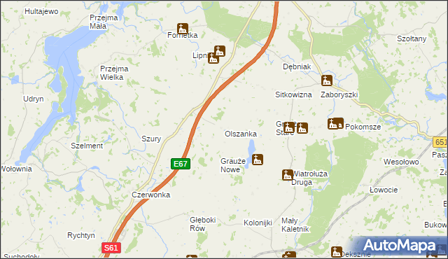 mapa Olszanka gmina Szypliszki, Olszanka gmina Szypliszki na mapie Targeo