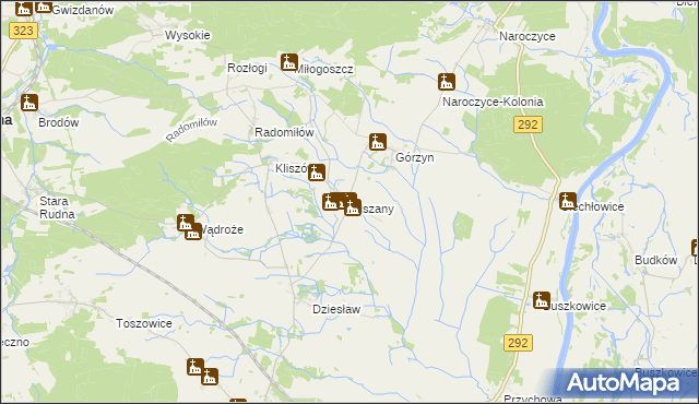 mapa Olszany gmina Rudna, Olszany gmina Rudna na mapie Targeo