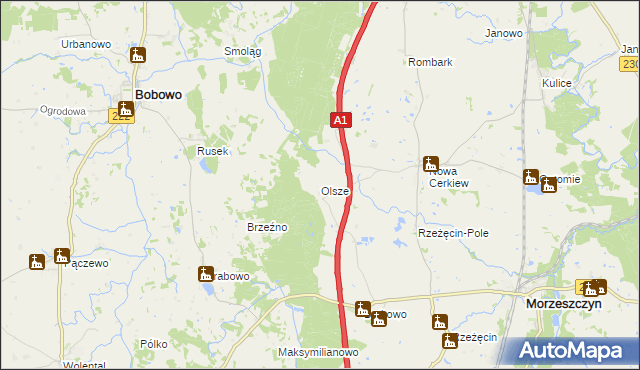 mapa Olsze, Olsze na mapie Targeo