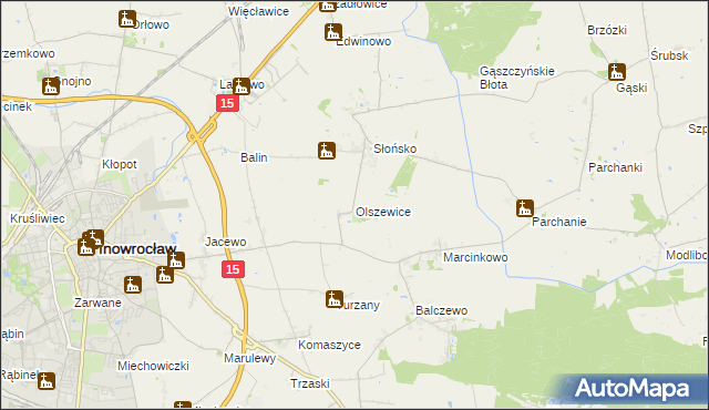 mapa Olszewice gmina Inowrocław, Olszewice gmina Inowrocław na mapie Targeo