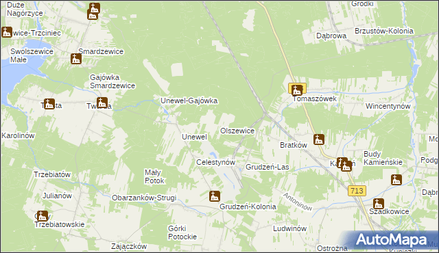 mapa Olszewice gmina Sławno, Olszewice gmina Sławno na mapie Targeo