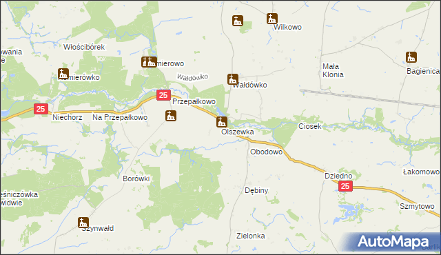 mapa Olszewka gmina Sośno, Olszewka gmina Sośno na mapie Targeo