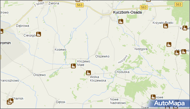 mapa Olszewko gmina Kuczbork-Osada, Olszewko gmina Kuczbork-Osada na mapie Targeo