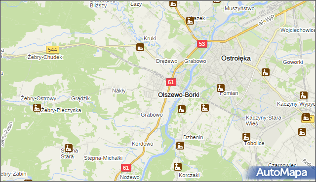mapa Olszewo-Borki, Olszewo-Borki na mapie Targeo