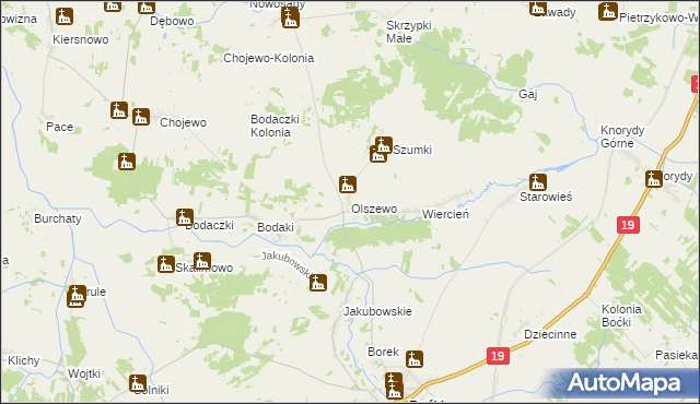 mapa Olszewo gmina Boćki, Olszewo gmina Boćki na mapie Targeo