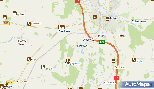 mapa Olszewo gmina Nidzica, Olszewo gmina Nidzica na mapie Targeo