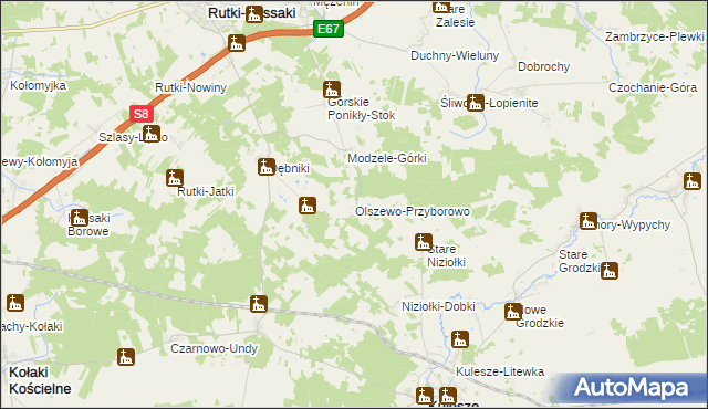 mapa Olszewo-Przyborowo, Olszewo-Przyborowo na mapie Targeo