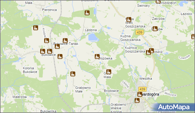 mapa Olszówka gmina Twardogóra, Olszówka gmina Twardogóra na mapie Targeo