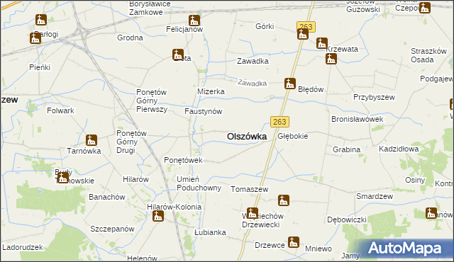 mapa Olszówka powiat kolski, Olszówka powiat kolski na mapie Targeo