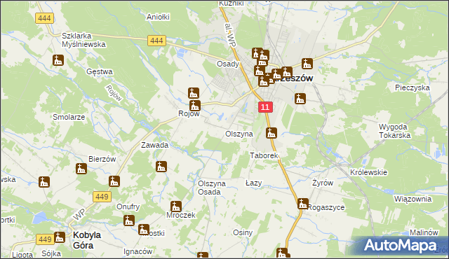 mapa Olszyna gmina Ostrzeszów, Olszyna gmina Ostrzeszów na mapie Targeo