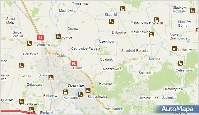 mapa Opalanki gmina Ozorków, Opalanki gmina Ozorków na mapie Targeo