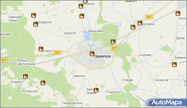 mapa Opalenica powiat nowotomyski, Opalenica powiat nowotomyski na mapie Targeo