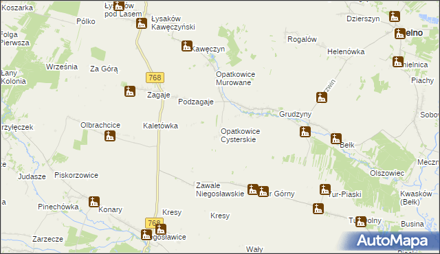 mapa Opatkowice Cysterskie, Opatkowice Cysterskie na mapie Targeo