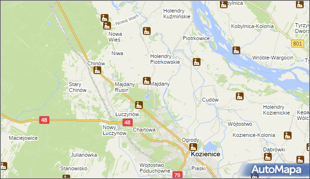 mapa Opatkowice gmina Kozienice, Opatkowice gmina Kozienice na mapie Targeo