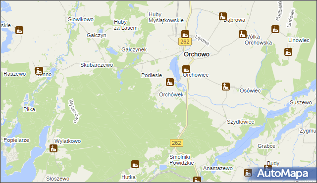 mapa Orchówek gmina Orchowo, Orchówek gmina Orchowo na mapie Targeo