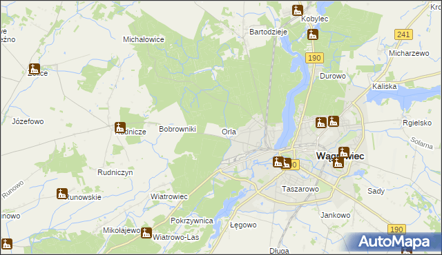 mapa Orla gmina Wągrowiec, Orla gmina Wągrowiec na mapie Targeo