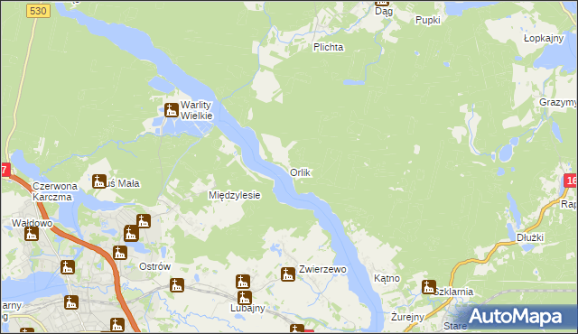 mapa Orlik gmina Łukta, Orlik gmina Łukta na mapie Targeo