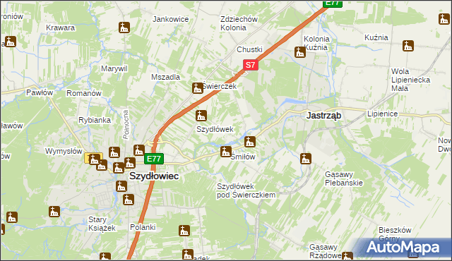 mapa Orłów gmina Jastrząb, Orłów gmina Jastrząb na mapie Targeo