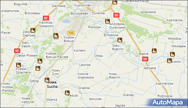 mapa Orłów gmina Nowa Sucha, Orłów gmina Nowa Sucha na mapie Targeo