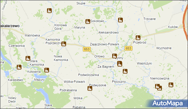 mapa Orłowo gmina Bakałarzewo, Orłowo gmina Bakałarzewo na mapie Targeo