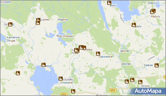 mapa Orłowo gmina Wydminy, Orłowo gmina Wydminy na mapie Targeo