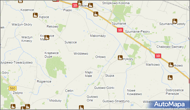 mapa Orłowo gmina Zawidz, Orłowo gmina Zawidz na mapie Targeo