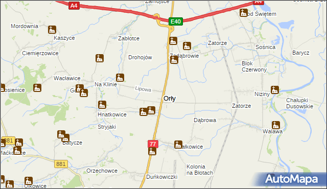 mapa Orły powiat przemyski, Orły powiat przemyski na mapie Targeo