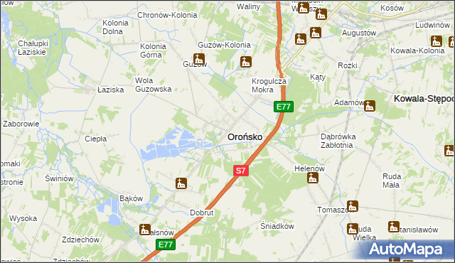 mapa Orońsko, Orońsko na mapie Targeo