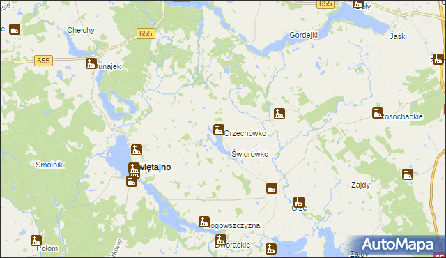 mapa Orzechówko gmina Świętajno, Orzechówko gmina Świętajno na mapie Targeo