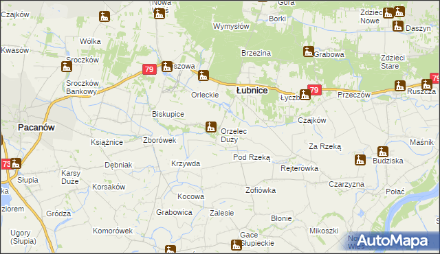 mapa Orzelec Duży, Orzelec Duży na mapie Targeo