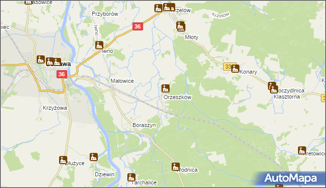 mapa Orzeszków gmina Wińsko, Orzeszków gmina Wińsko na mapie Targeo