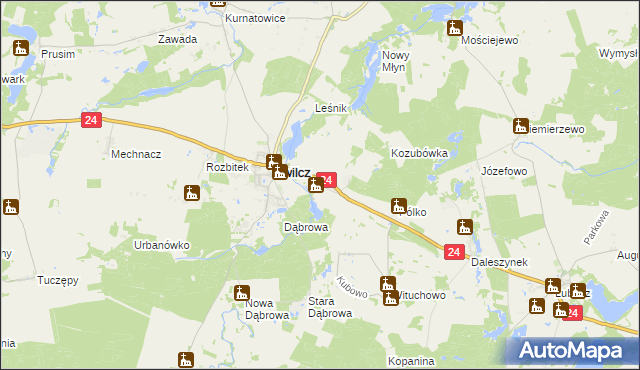 mapa Orzeszkowo gmina Kwilcz, Orzeszkowo gmina Kwilcz na mapie Targeo