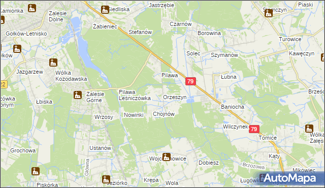 mapa Orzeszyn, Orzeszyn na mapie Targeo