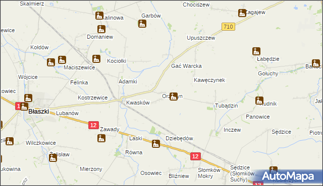 mapa Orzeżyn, Orzeżyn na mapie Targeo