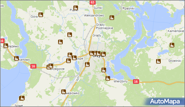 mapa Orzysz, Orzysz na mapie Targeo