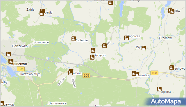 mapa Ościęcin, Ościęcin na mapie Targeo