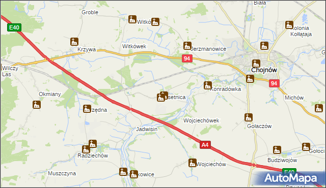 mapa Osetnica, Osetnica na mapie Targeo