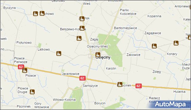 mapa Osięciny, Osięciny na mapie Targeo