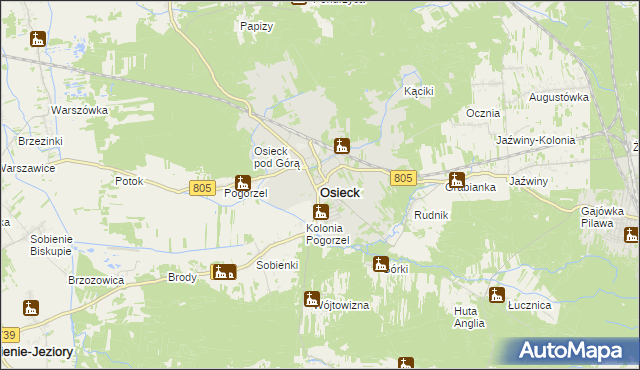 mapa Osieck, Osieck na mapie Targeo