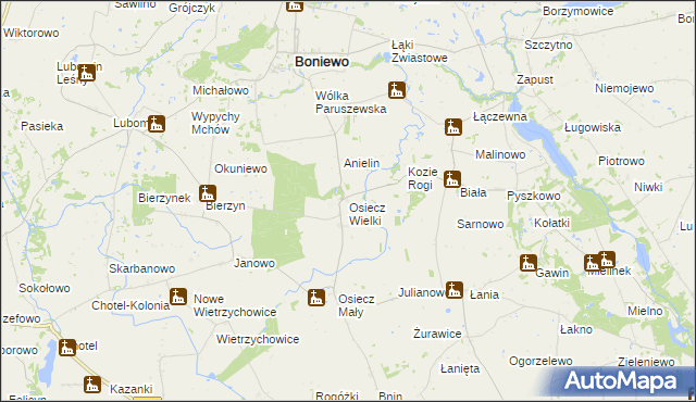 mapa Osiecz Wielki, Osiecz Wielki na mapie Targeo
