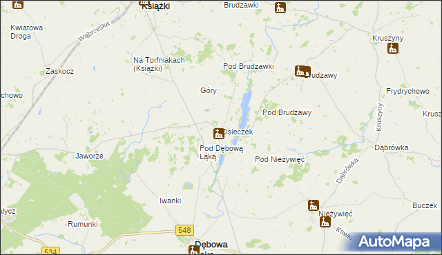 mapa Osieczek gmina Książki, Osieczek gmina Książki na mapie Targeo