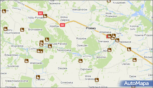 mapa Osieczek gmina Pniewy, Osieczek gmina Pniewy na mapie Targeo