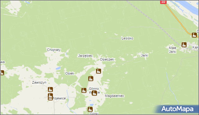 mapa Osieczek gmina Rojewo, Osieczek gmina Rojewo na mapie Targeo