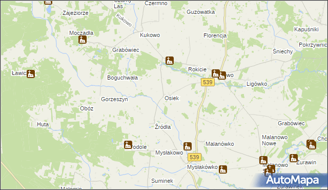 mapa Osiek gmina Mochowo, Osiek gmina Mochowo na mapie Targeo