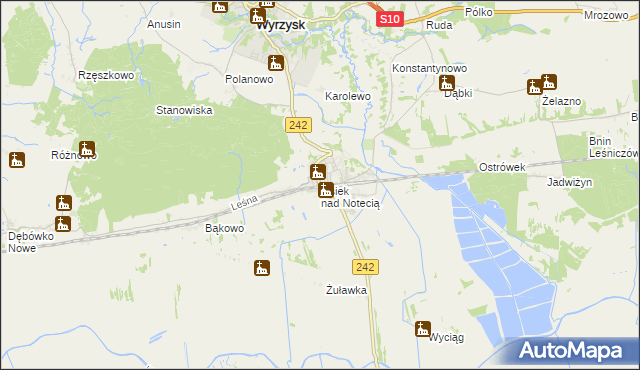 mapa Osiek nad Notecią, Osiek nad Notecią na mapie Targeo